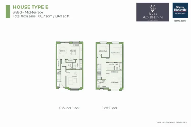 Photo of Type E - 3 Bed Mid -Terrace, Ard Aoibhinn, Innishannon, Co. Cork
