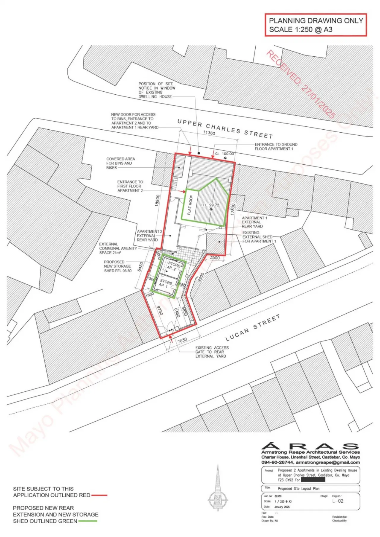 Photo of Development Site, Upper Charles Street / Lucan Street, Castlebar, Co. Mayo, F23 CY92